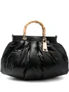 La Milanesa Quilted Bamboo-handle Tote Bag In Black