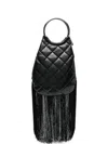 La Milanesa Quilted Fringed-bottom Clutch In Black