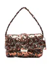 La Milanesa Sequin-embellished Buckle Shoulder Bag In Brown