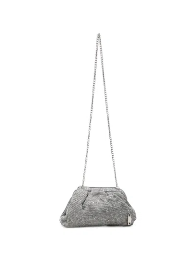 La Milanesa Sequin-embellished Knitted Clutch Bag In Silver