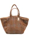 La Milanesa Silvia Plaid Tote Bag In Brown