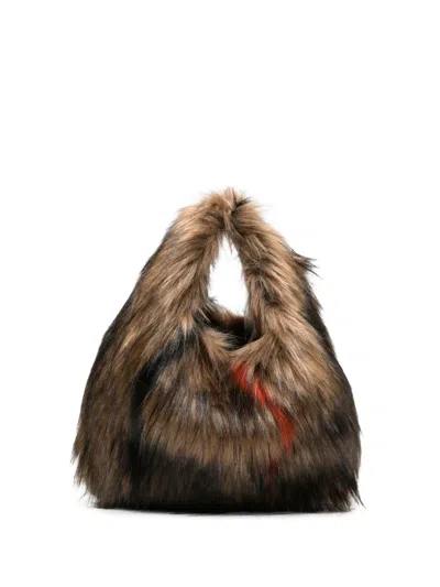 La Milanesa Small Nilde Faux-fur Tote Bag In Brown