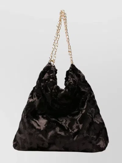 La Milanesa Soft Texture Shoulder Bag With Chain Strap In Brown