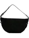 La Milanesa Textured Buckle Shoulder Bag In Black