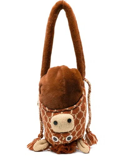 La Milanesa Vicky Giraffa Shouder Bag In Brown