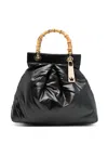 La Milanesa Quilted Bamboo-handle Tote Bag In Black