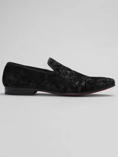La Milano Broderick Ii Velvet Floral Formal Loafers In Black