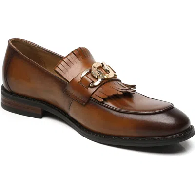 La Milano Franconia Apron Toe Kilted Bit Loafer In Brown