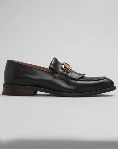 La Milano Franconia Moc Toe Bit Loafers In Black
