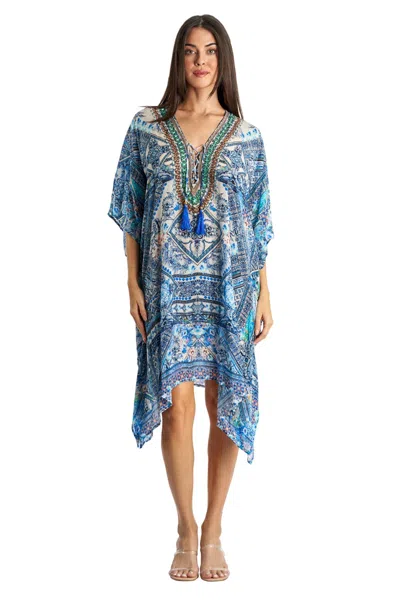 La Moda Clothing Alora Short Kaftan In Blue