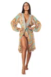 La Moda Clothing Andy Wrap 2 Way Sleeve Short Dress In Multi