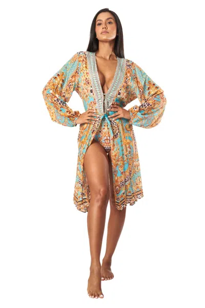 La Moda Clothing Andy Wrap 2 Way Sleeve Short Dress In Multi