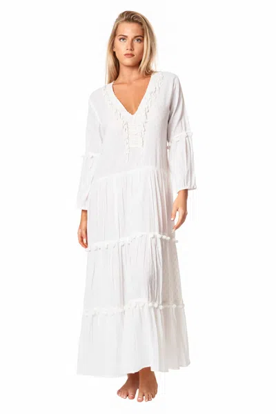 La Moda Clothing Audrey Tiered Maxi Dress In White
