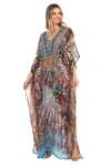 La Moda Clothing Women's Animal Print Maxi Caftan Coverup In Multi