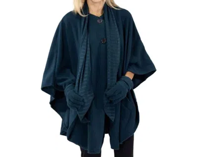 La Moda Clothing Hannah Cozy Coat Cape Set In Teal In Blue