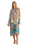 La Moda Clothing Jalina Maxi Buttoned Overshirt In Multi