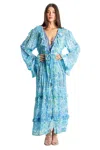 La Moda Clothing Juno Ruffles Long Sleeve Maxi Dress In Multi
