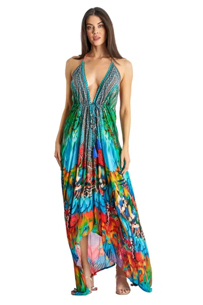 La Moda Clothing Kyree Halter Maxi Dress In Multi