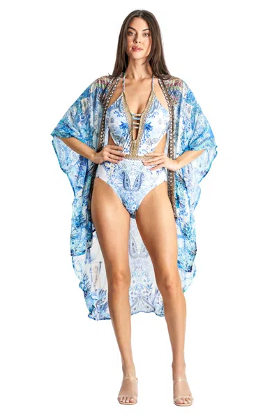 La Moda Clothing Las Olas High-low Kimono In Purple