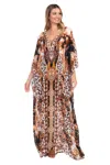 La Moda Clothing Women's Baroque Print Maxi Caftan Coverup In Multi