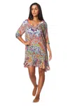 La Moda Clothing Meri Short Sleeve Dress In Multi