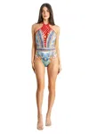 La Moda Clothing Racer One Piece Swimsuit In Multi
