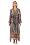 La Moda Clothing Rue Wrap 2 Way Sleeve Maxi Dress In Multi