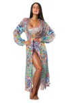 La Moda Clothing Savetta Wrap 2 Way Sleeve Maxi Dress In Multi