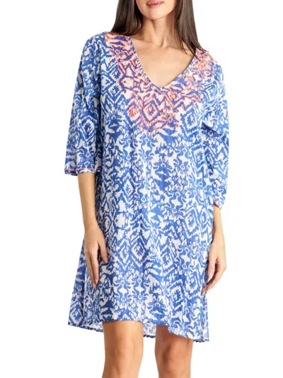 La Moda Clothing Women's Beaded Mini Shift Dress In Blue