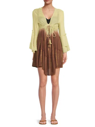 La Moda Clothing Women's Colorblocked Tiered Cover-up Minidress In Multi