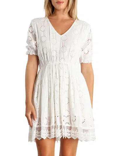 La Moda Clothing Women's Crochet Lace Mini Dress In White