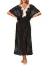 LA MODA CLOTHING WOMEN'S CROCHET TASSEL TRIM COVER UP DRESS