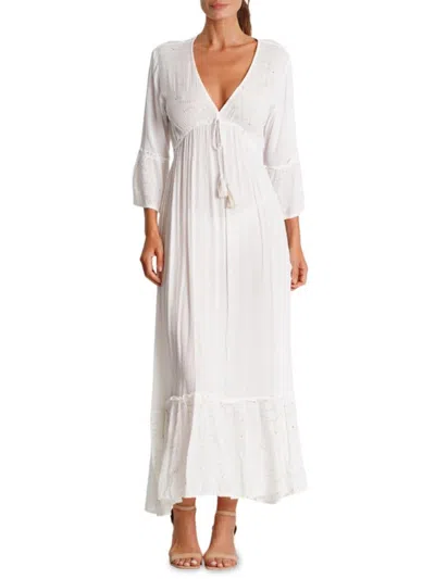 La Moda Clothing Women's Embroidered Cover-up Maxi Dress