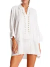 La Moda Clothing Women's Embroidered Grommeted Cover-up Minidress