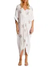 La Moda Clothing Women's Embroidered Starfish Front-knot Kaftan