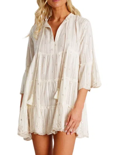 La Moda Clothing Women's Embroidered Tiered Cover-up Babydoll Dress