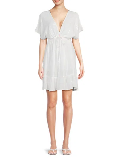 La Moda Clothing Women's Extended Sleeve Cover-up Minidress In White