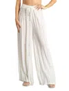 La Moda Clothing Trompe Drawstring Wide Leg Cover Up Pants In White