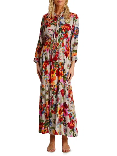 La Moda Clothing Women's Floral Paisley Long Vacation Maxi Dress