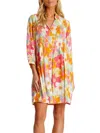 La Moda Clothing Women's Floral Pintucked Cover-up Minidress