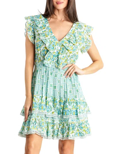 La Moda Clothing Women's Floral Ruffled Cover-up Minidress