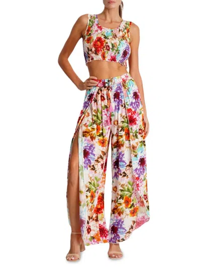 La Moda Clothing Women's Floral Two-piece Cover-up