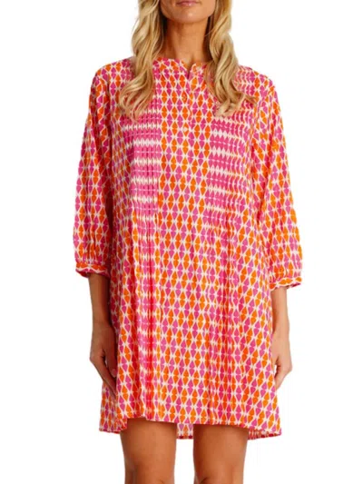 La Moda Clothing Women's Geo-printed Cotton Cover-up Minidress