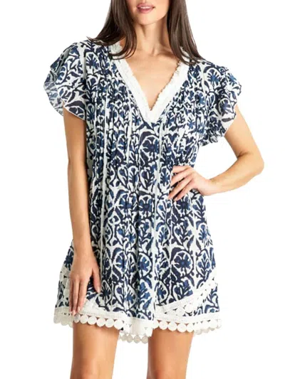 La Moda Clothing Women's Lovely Floral Mini Cover Up Dress In Neutral