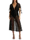 La Moda Clothing Sicilia V-neck Tasseled Kimono Dress In Black