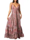 La Moda Clothing Women's Paisley Halter Maxi Dress In Red Multi
