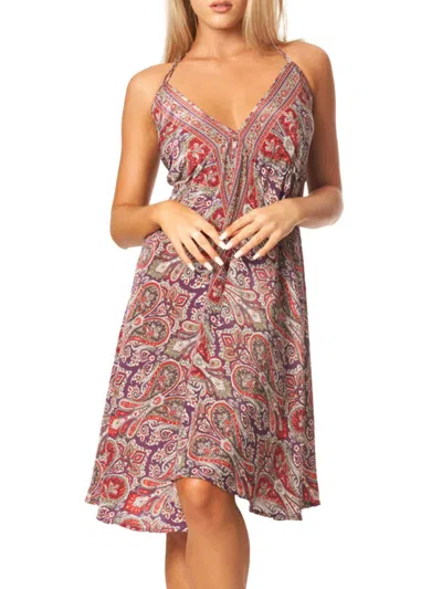 La Moda Clothing Women's Paisley Halter Mini Dress In Neutral