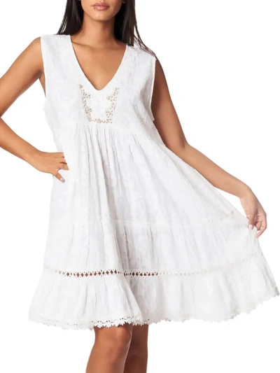 La Moda Clothing Women's Paisley Tiered Cover Up Dress In White