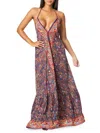 La Moda Clothing Women's Paisley Tiered Maxi Dress In Blue Multi