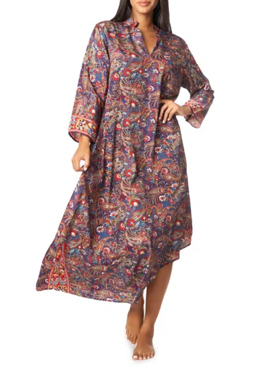 La Moda Clothing Women's Paisley Tunic Maxi Dress In Purple